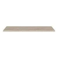 Light gray wooden shelf with a smooth, matte finish. Simple and modern design, perfect for any decor.