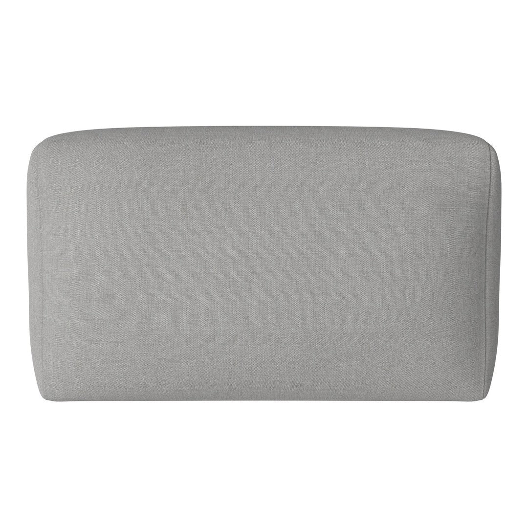 Gray textured fabric cushion with a smooth, modern rectangular design. Perfect for contemporary decor.
