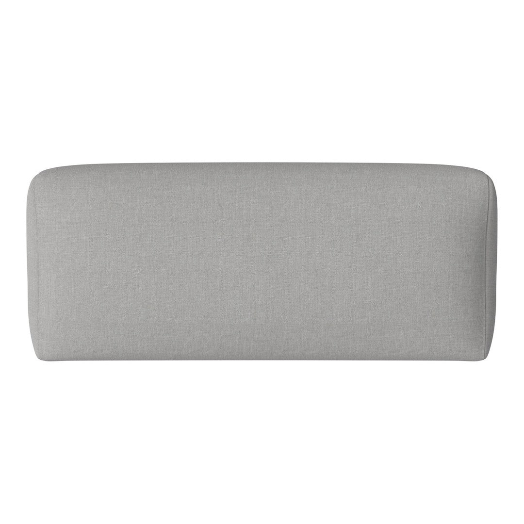 Gray rectangular headboard with a smooth, textured fabric finish. Modern and minimalist design.