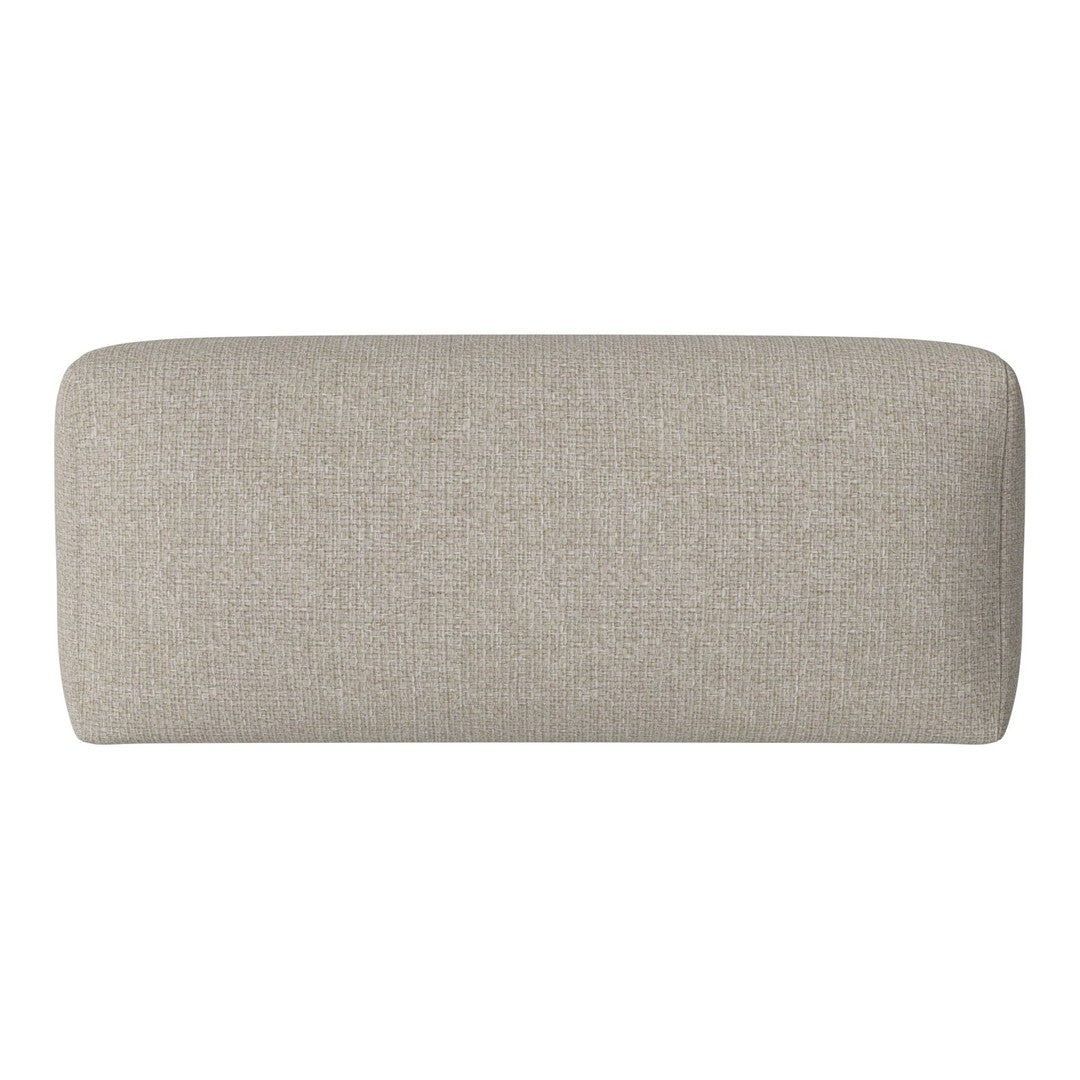 "Neutral beige fabric cushion with a smooth texture and subtle woven pattern, perfect for modern interiors."