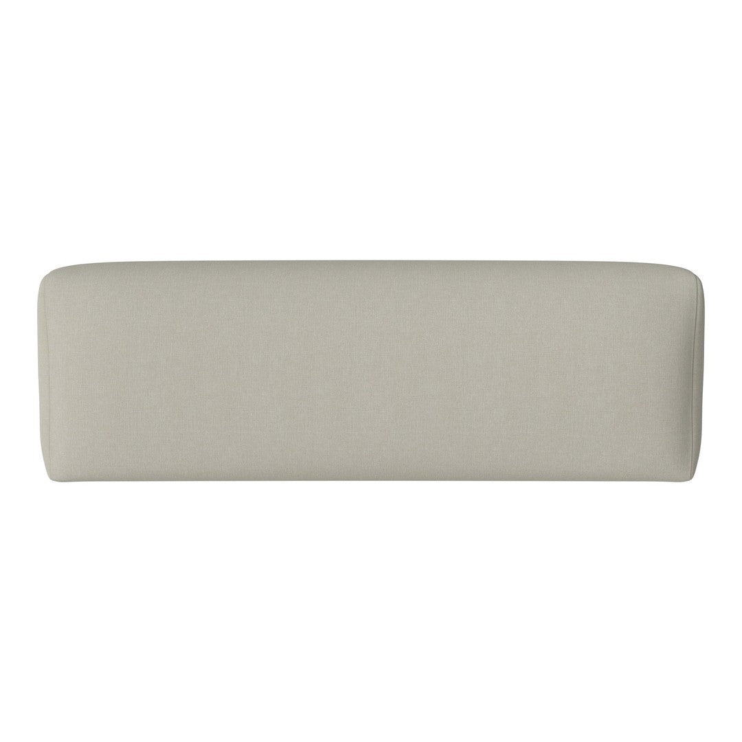 Light grey upholstered headboard with a smooth, minimalist design, perfect for modern bedroom decor.