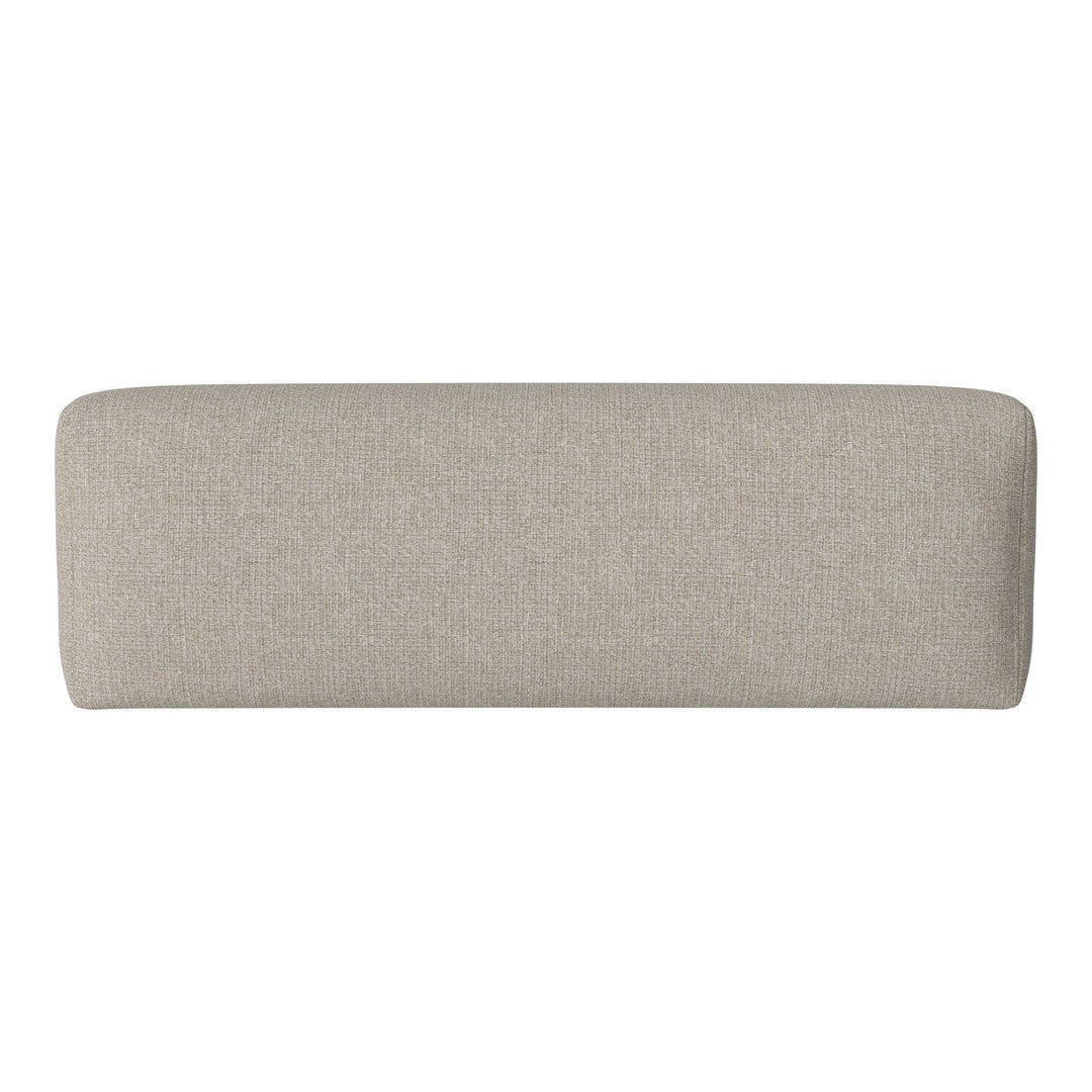 Textured light beige fabric bolster pillow with a minimalist design and smooth edges. Perfect for modern décor.