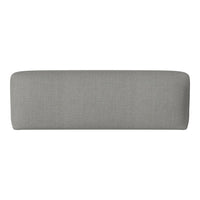 Light gray upholstered bench with a smooth, textured pattern, perfect for modern decor.