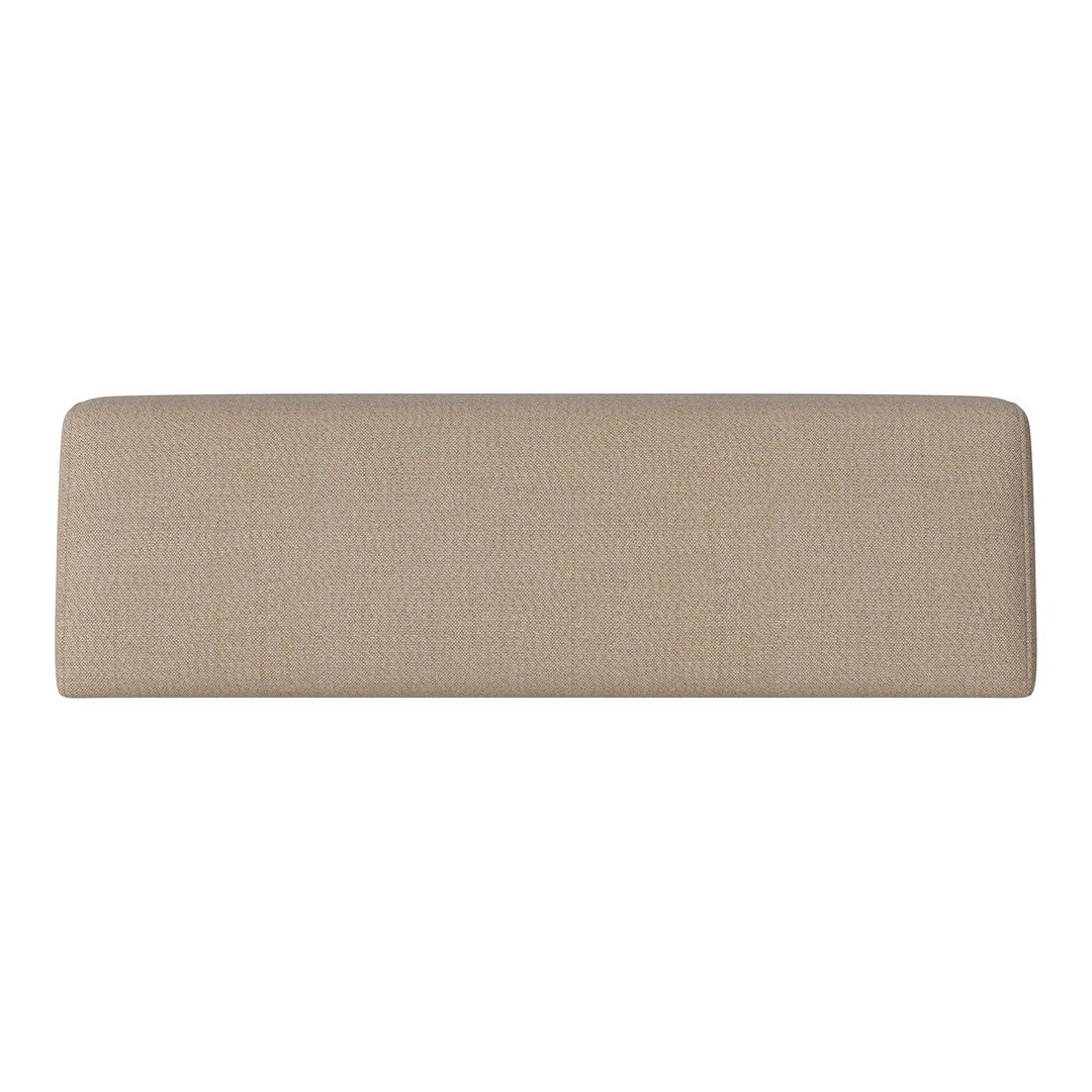 Neutral beige fabric headboard with a smooth, textured finish. Perfect for modern and minimalist decor.