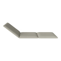 "Light gray lounge chair with a sleek, minimalist design and smooth fabric texture, ideal for modern spaces."