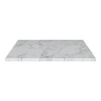 White marble tabletop with subtle gray veining, sleek surface and modern design. Ideal for stylish interiors.