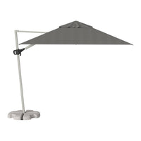 Gray cantilever umbrella with a sleek triangular canopy and minimalist design. Perfect for outdoor shading.