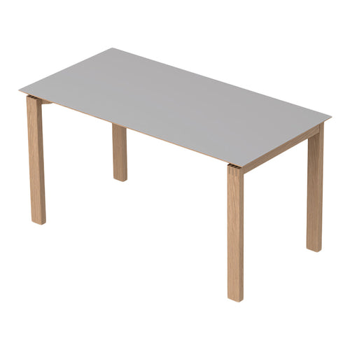 Gray tabletop with natural wood legs, featuring a sleek, minimalist design perfect for modern interiors.