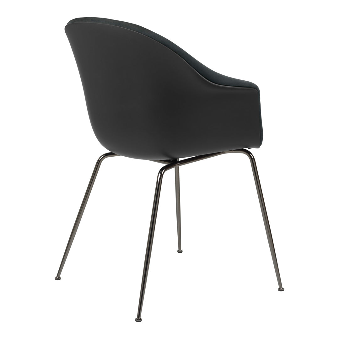 Bat Dining Chair - Black Chrome Conic Base - Front Upholstered