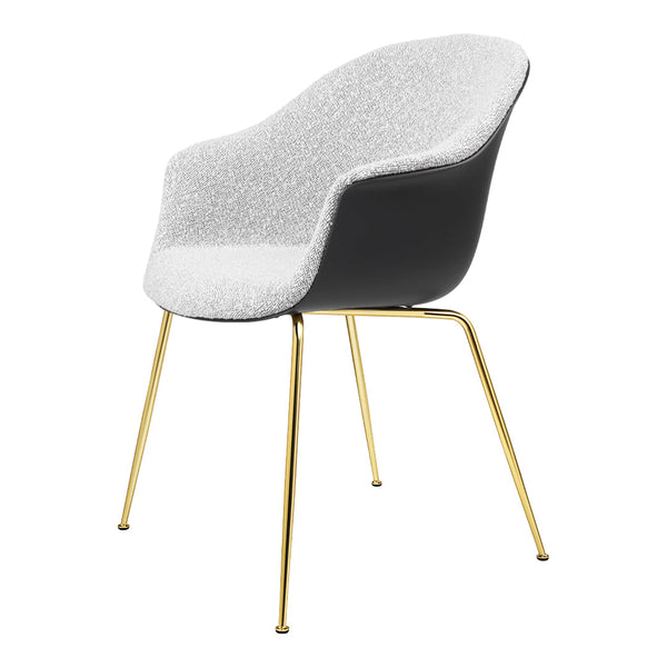 Bat Dining Chair - Brass Semi Matt Conic Base - Front Upholstered