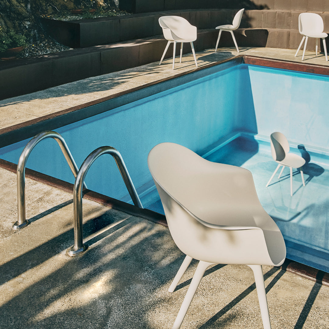 beige plastic patio chairs