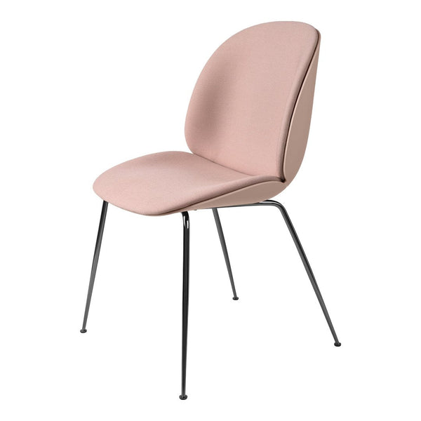 Beetle Dining Chair - Front Upholstered - Black Chrome Conic Base