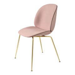 Beetle Dining Chair - Front Upholstered - Brass Semi Matt Conic Base