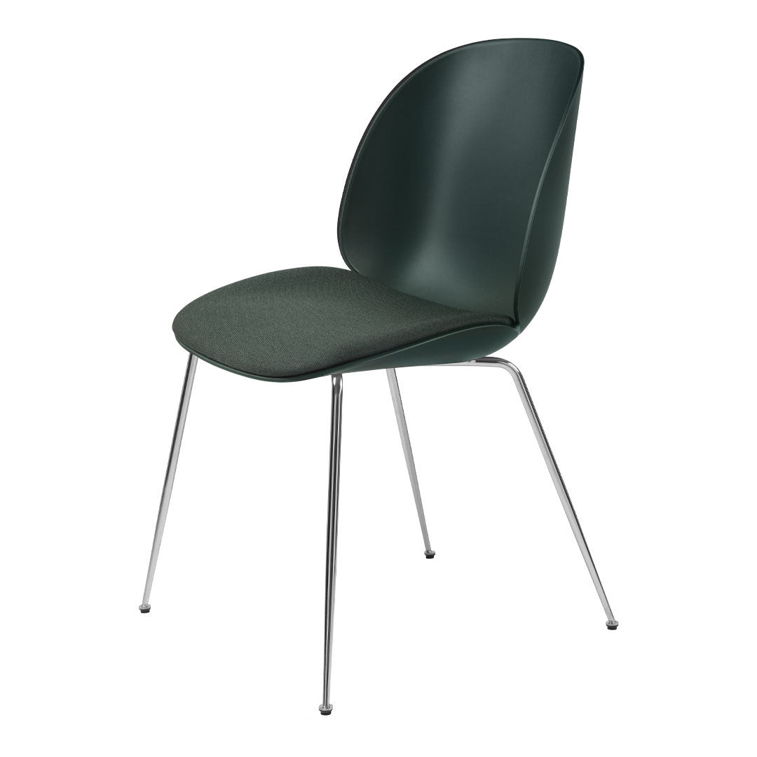 Beetle Dining Chair - Seat Upholstered - Chrome Conic Base