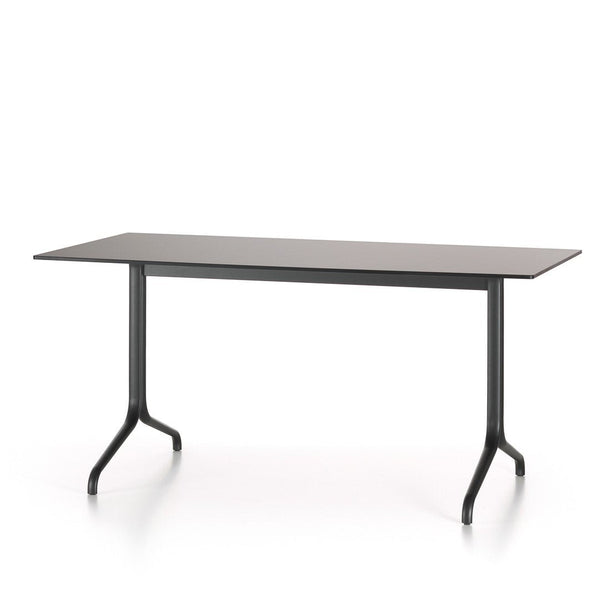 Sleek black table with a minimalist design and smooth surface, perfect for modern interiors.