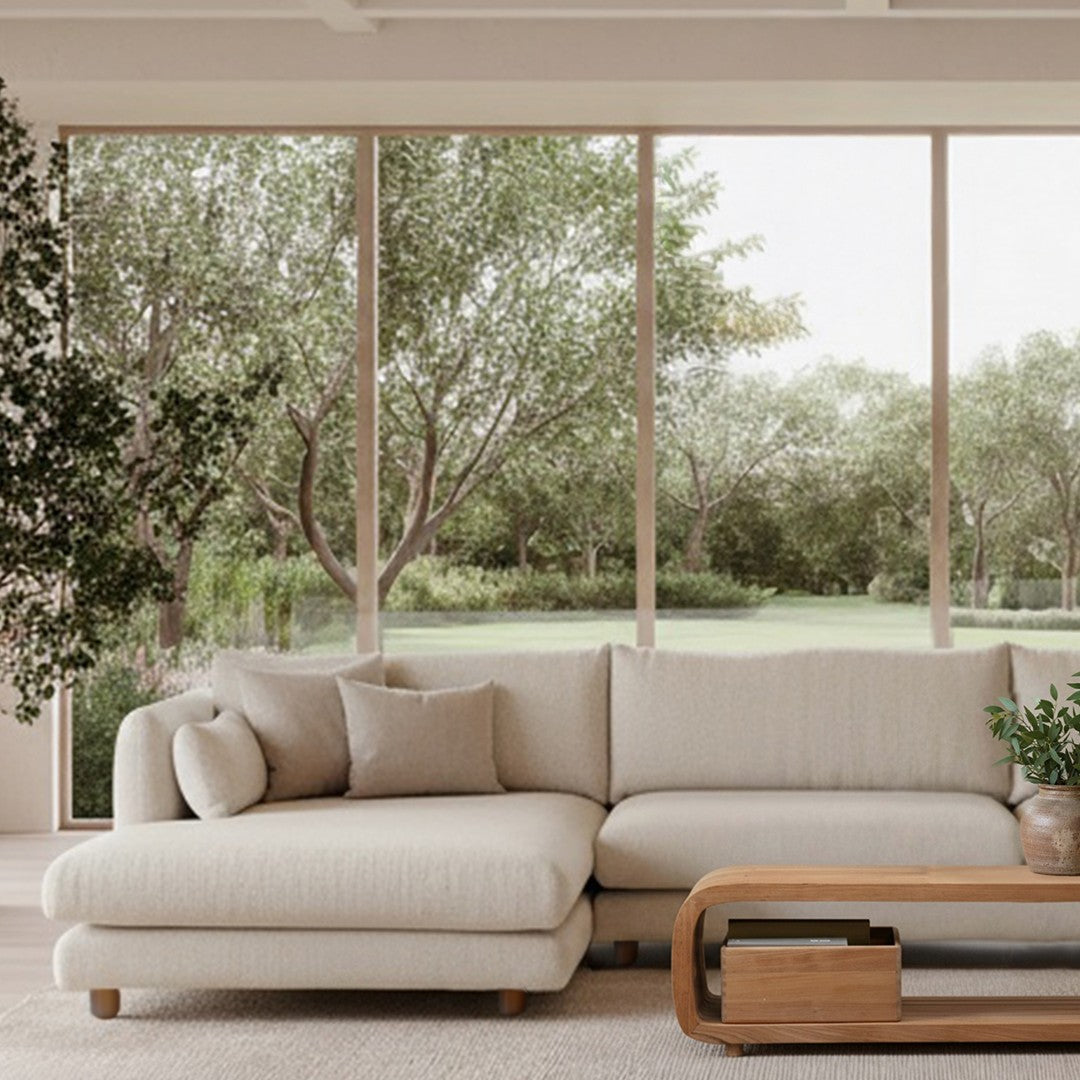 Bloom 3-Seater Sofa w/ Chaise Lounge - Wooden Legs