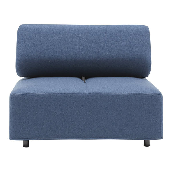 Modern blue upholstered sofa section with a clean, minimalist design and subtle tufted pattern. Ideal for contemporary spaces.