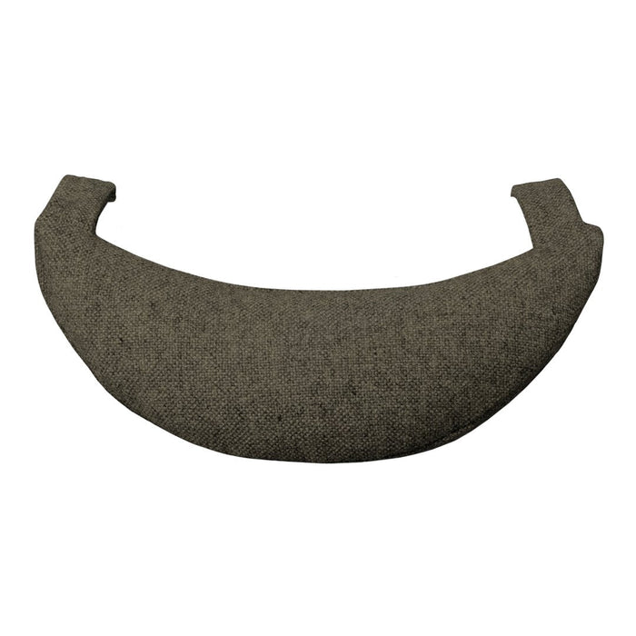 Brown textured fabric cushion with a curved shape, perfect for stylish comfort in any space.