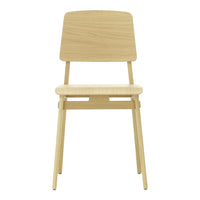 Light wood chair with a smooth, natural finish and minimalist design, featuring a simple, sleek silhouette.