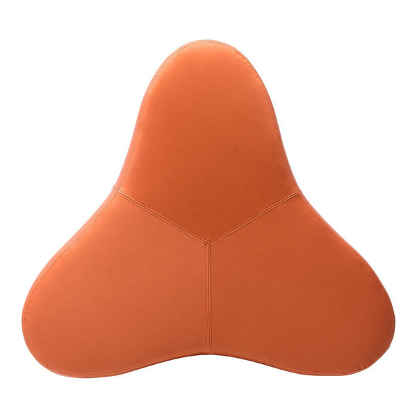 Orange triangular seating cushion with a smooth, solid pattern for modern decor. Ideal for vibrant interiors.