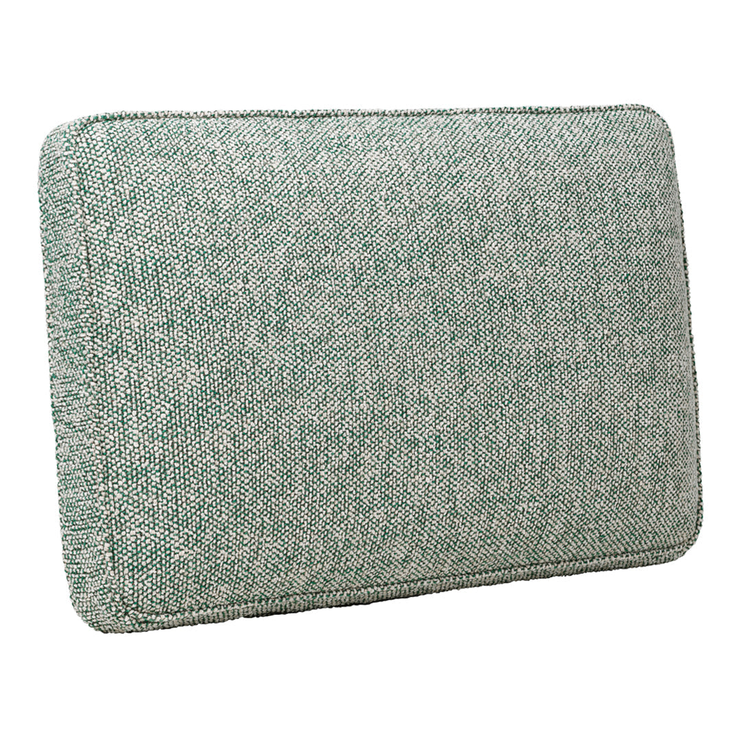 Textured rectangular pillow in a soft mint green and white herringbone pattern. Perfect for home decor.