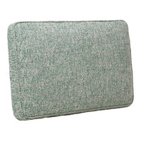 Textured rectangular pillow in a soft mint green and white herringbone pattern. Perfect for home decor.