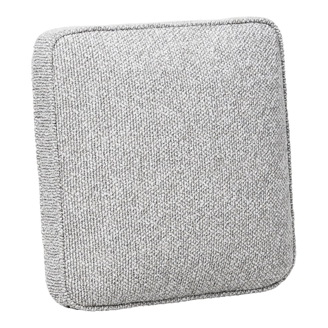 Gray textured square cushion with a subtle woven pattern for a modern, minimalist decor.