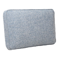 Textured blue throw pillow featuring a subtle heathered pattern in various shades of blue. Ideal for cozy decor.