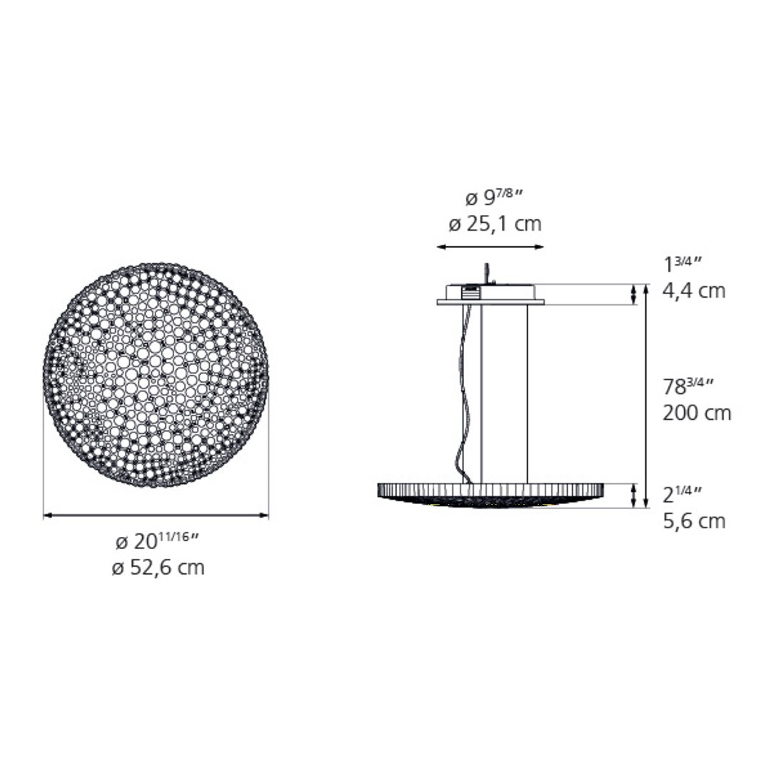 Modern pendant lamp featuring a round, textured black metal shade with geometric cutouts. Adjustable height design.