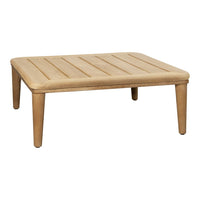 Light natural wood coffee table with horizontal slatted pattern and smooth edges, ideal for modern decor.