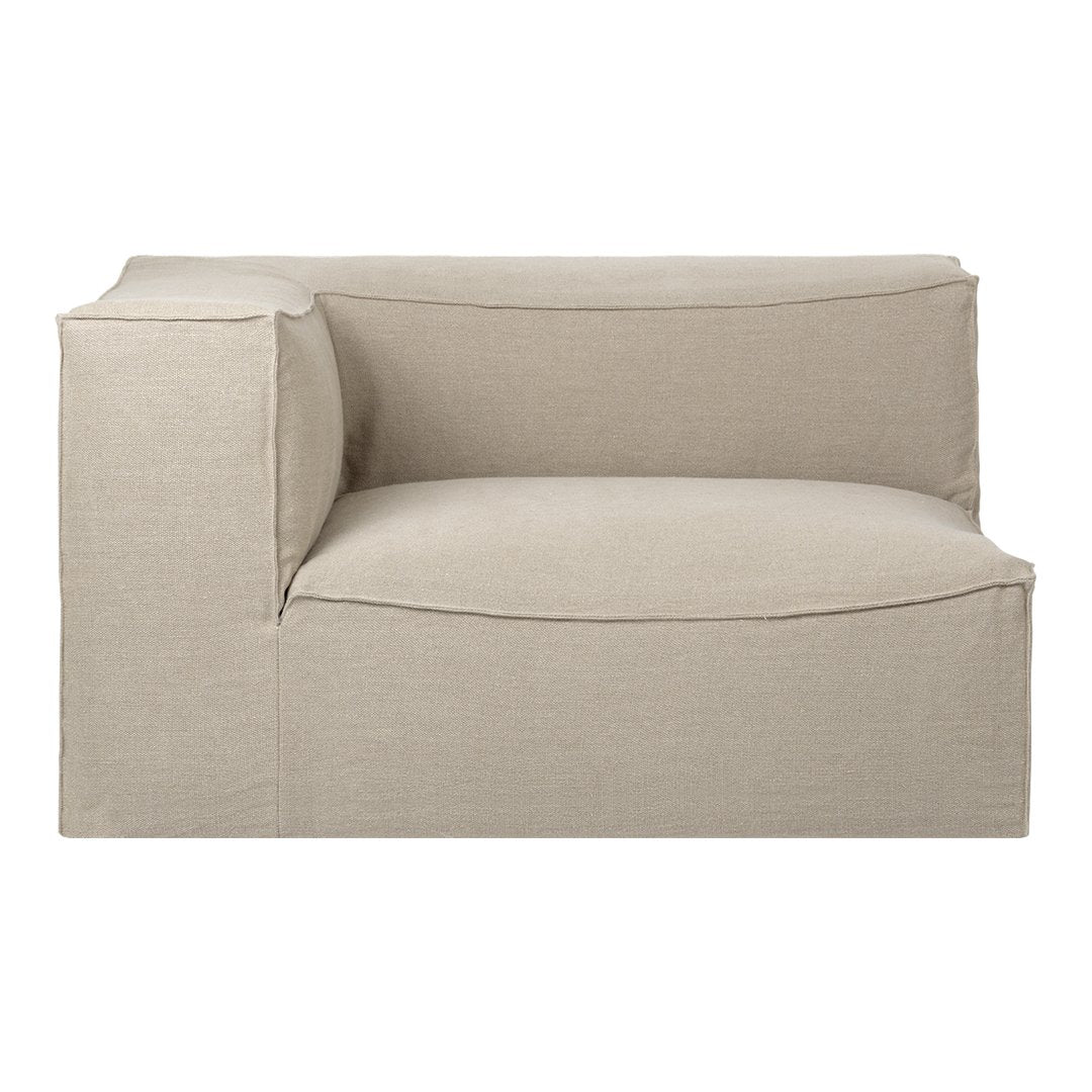 Beige fabric modular sofa with a simple, modern design and smooth texture. Perfect for any contemporary living space.