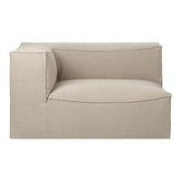 Beige fabric modular sofa with a simple, modern design and smooth texture. Perfect for any contemporary living space.