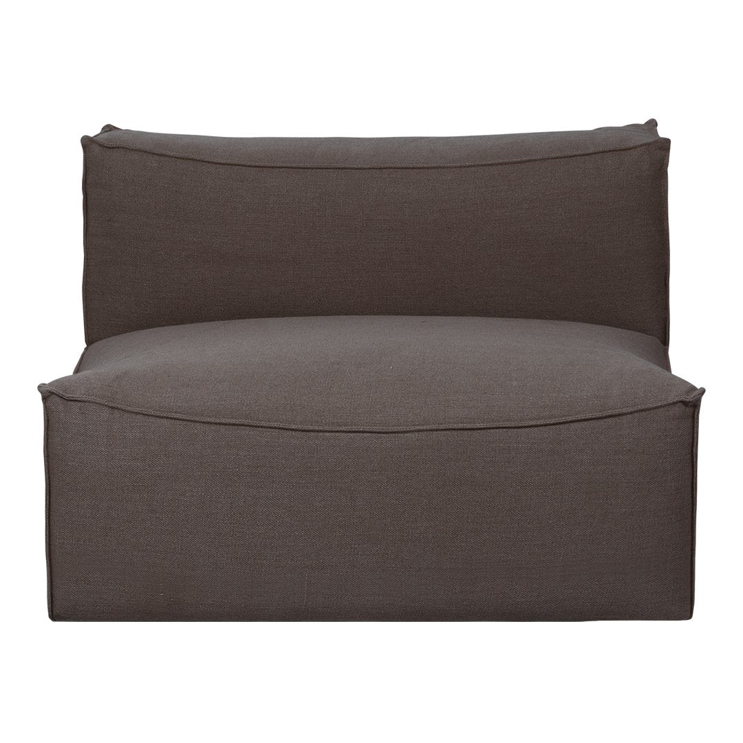 Gray upholstered chair with a smooth, modern design and clean lines, perfect for contemporary living spaces.