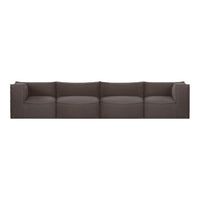 Modern dark brown sofa with a minimalist design and solid pattern, perfect for contemporary living spaces.