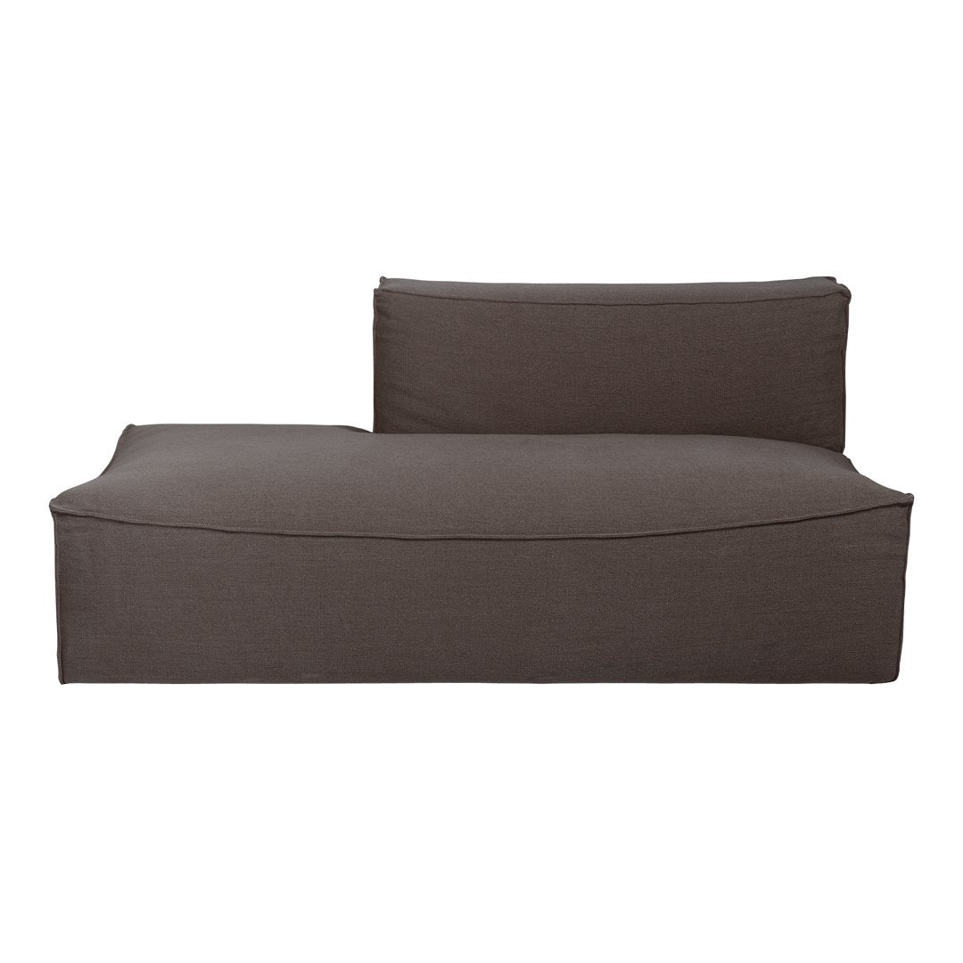 Modern brown chaise lounge with sleek design and minimalistic pattern, perfect for any contemporary living space.