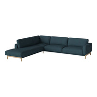 Teal sectional sofa with minimalist design and solid wood legs, featuring smooth textured upholstery. Perfect for modern spaces.