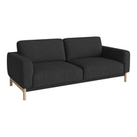 Stylish gray fabric sofa with clean lines and light wood legs, perfect for modern living spaces.