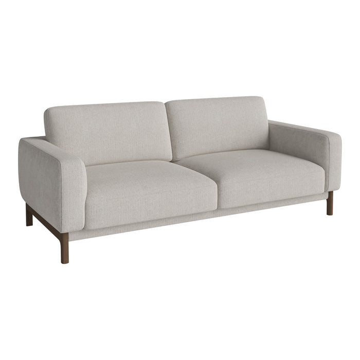 Light gray modern sofa with a sleek, minimalist design and clean lines, perfect for contemporary decor.