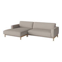 Light beige modern sectional sofa with clean lines and wooden legs, perfect for contemporary living spaces.