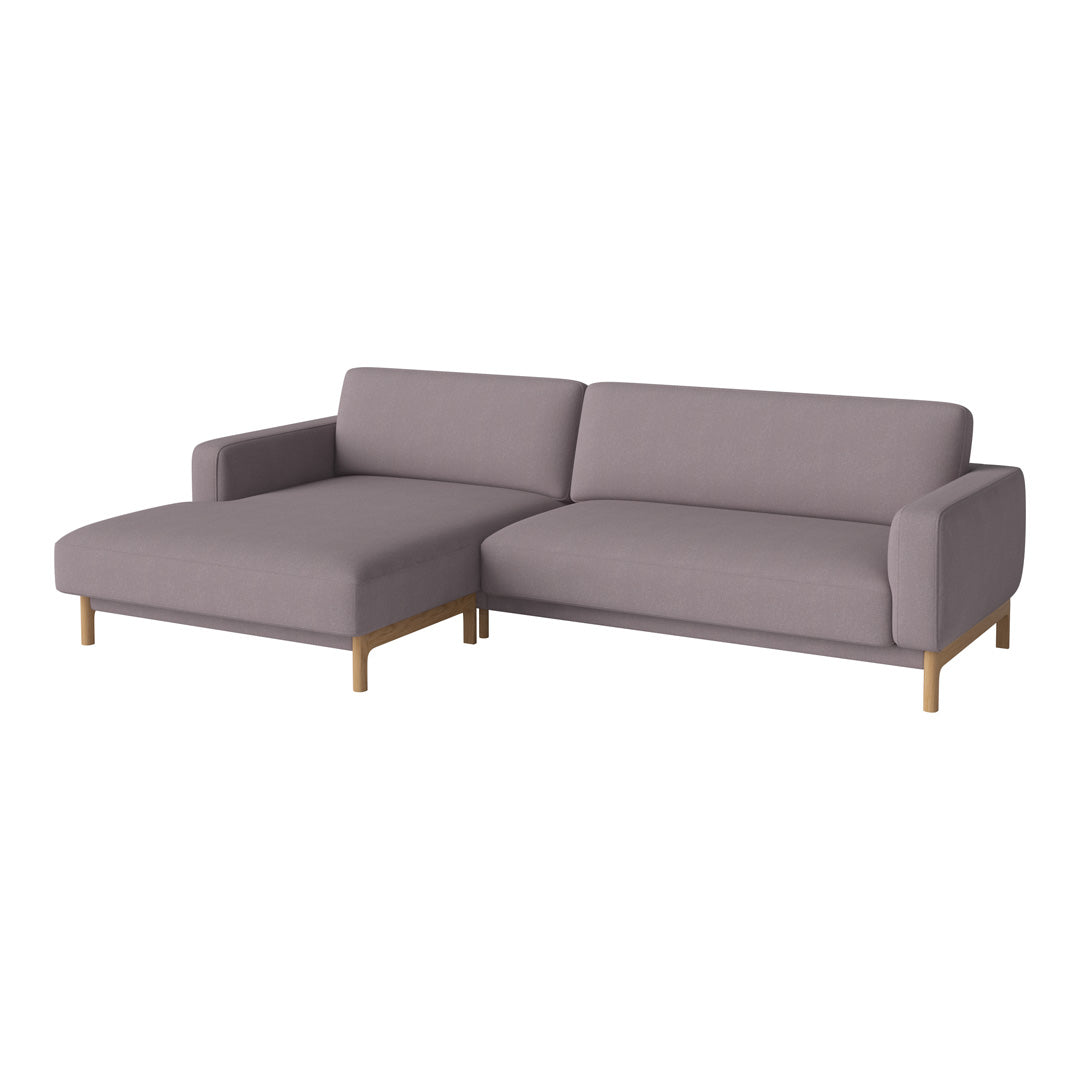 Gray sectional sofa with clean lines and wooden legs, perfect for modern living spaces.