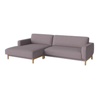 Gray sectional sofa with clean lines and wooden legs, perfect for modern living spaces.