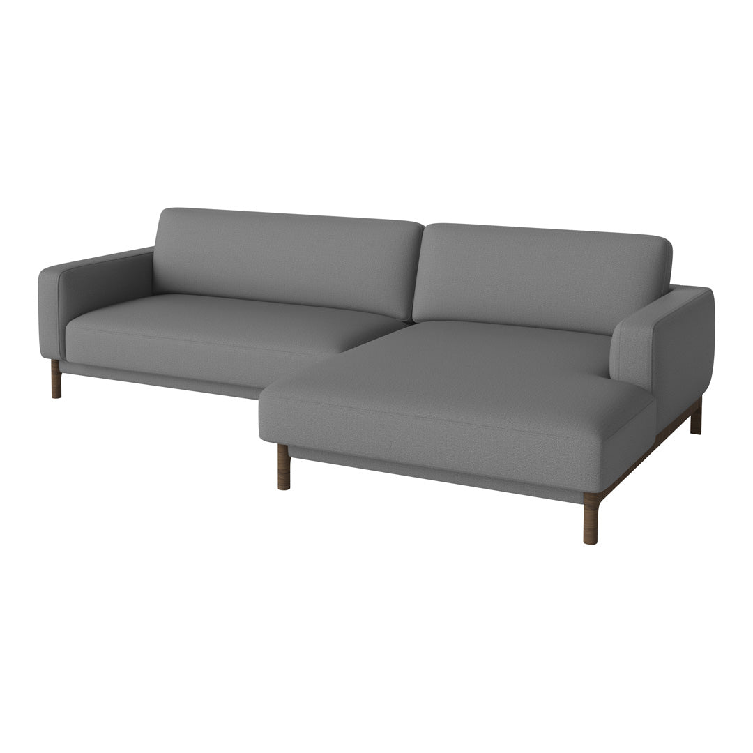 Gray modern sectional sofa with clean lines and a minimalist design, perfect for contemporary living spaces.