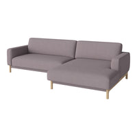 "Modern light gray fabric sectional sofa with minimalistic design and natural wood legs, perfect for contemporary decor."