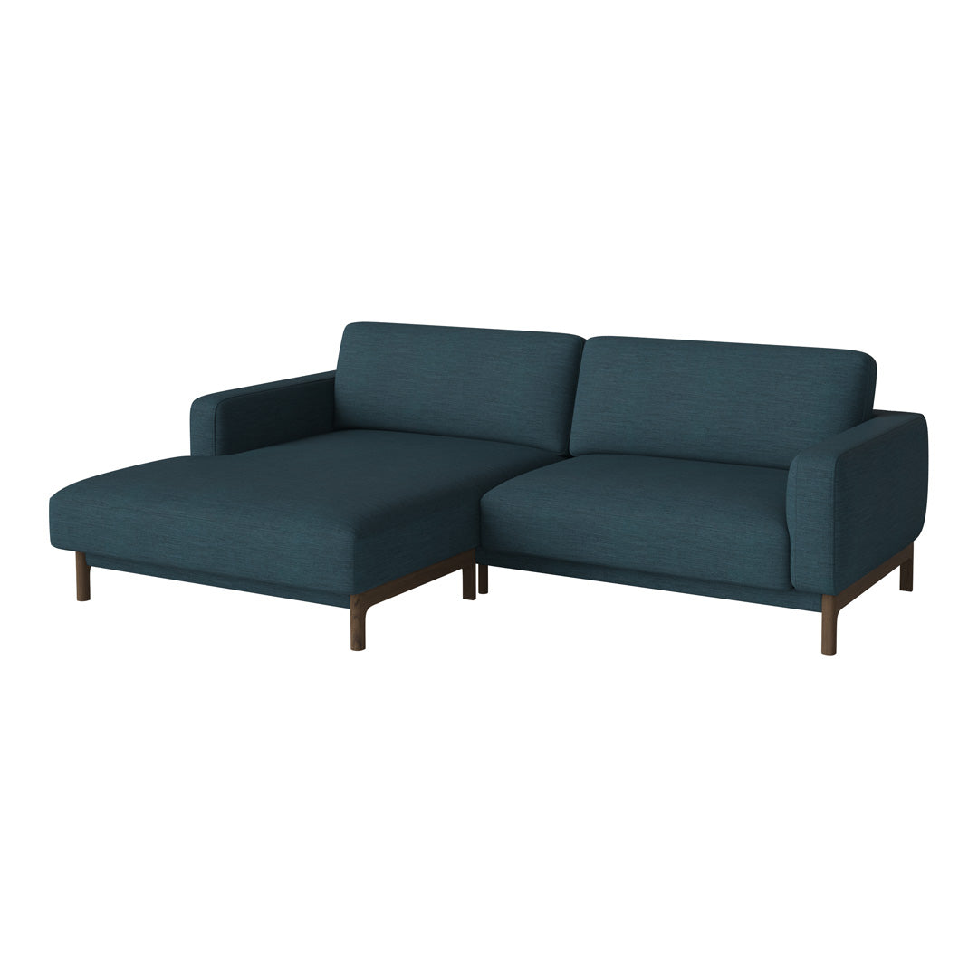 Teal upholstered sectional sofa with a sleek, modern design and solid wood legs. Perfect for contemporary living spaces.