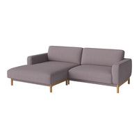 Light gray sectional sofa with wooden legs, featuring a simple, modern design and clean lines. Ideal for contemporary spaces.