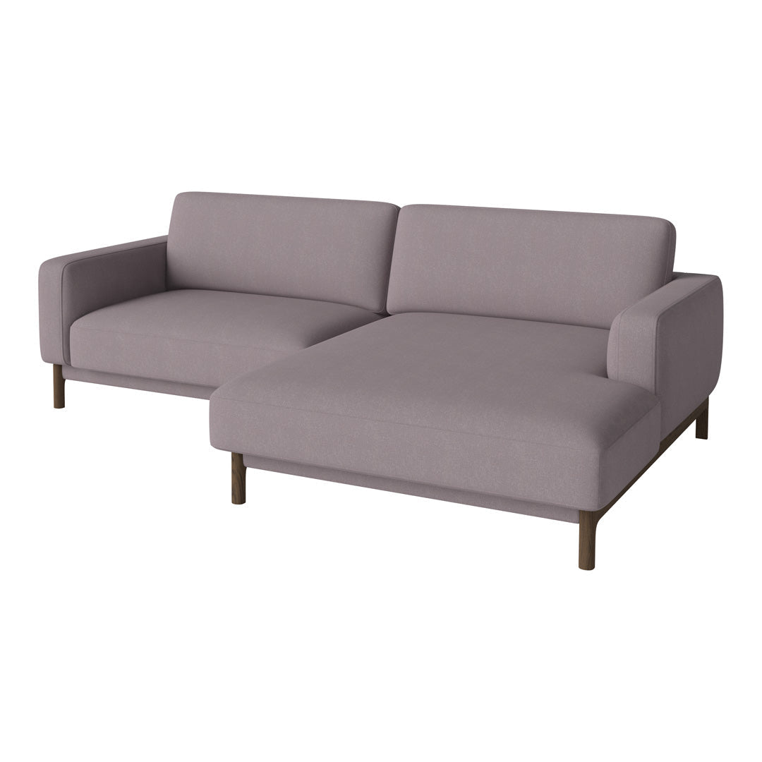 Light gray sectional sofa with a minimalist design and solid wood legs, ideal for modern living spaces.