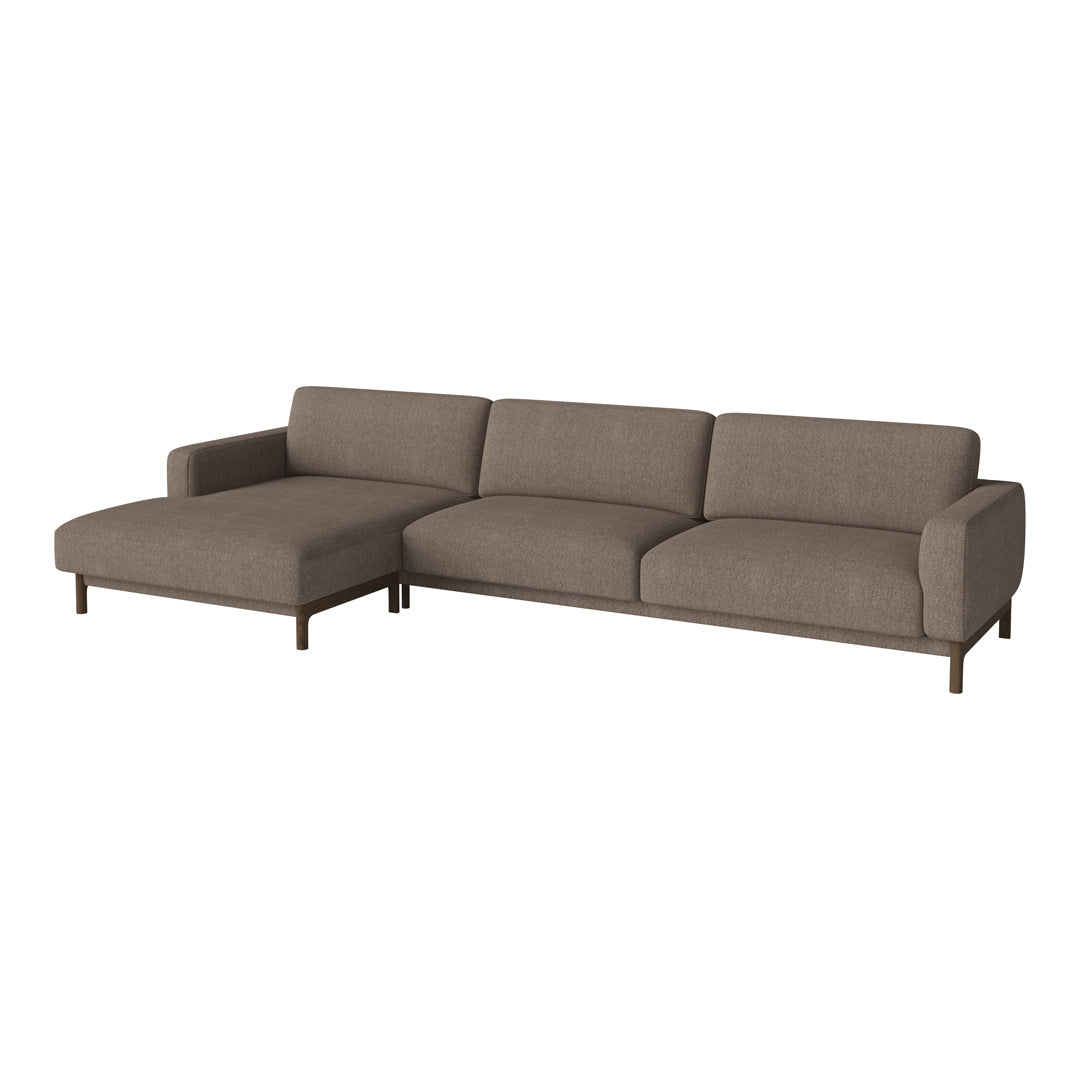 Stylish brown sectional sofa with a sleek design and minimalist aesthetic, perfect for modern living spaces.