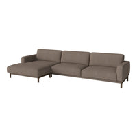 Stylish brown sectional sofa with a sleek design and minimalist aesthetic, perfect for modern living spaces.