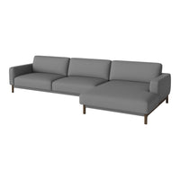Modern gray sectional sofa with clean lines and minimalist design, perfect for contemporary living spaces.