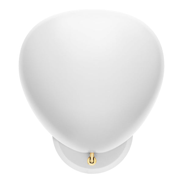 Minimalist white wall lamp with smooth glossy finish and elegant rounded shape. Perfect for modern decor.